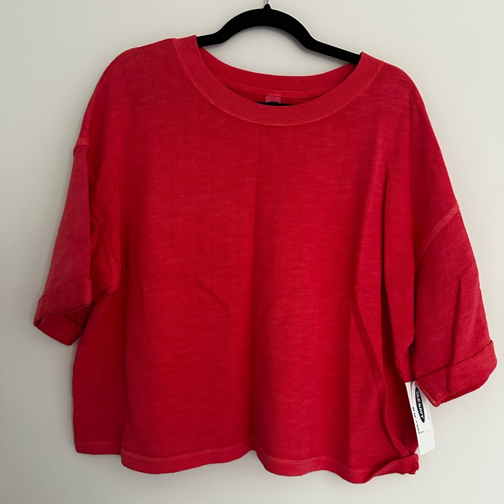 NWT Old Navy Cropped Pink Tee | Woman’s Sz L